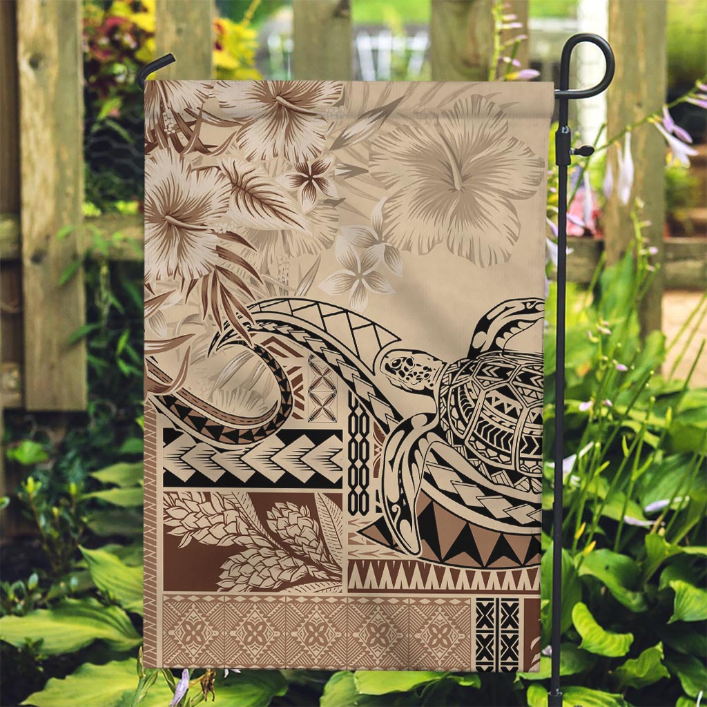 Vaiaso o le Gagana Samoa Garden Flag Siapo Motif Beige