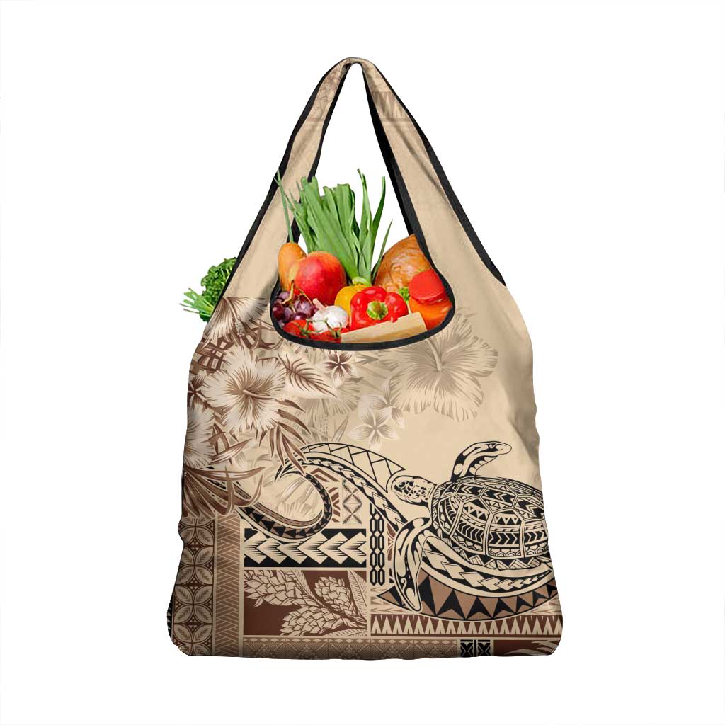 Vaiaso o le Gagana Samoa Grocery Bag Siapo Motif Beige LT7 1-pack One Size Beige - Polynesian Pride