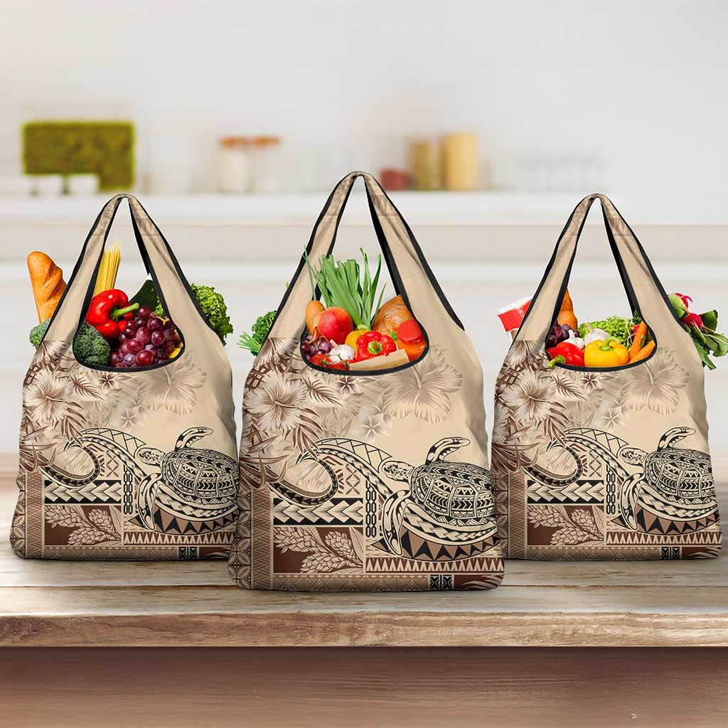 Vaiaso o le Gagana Samoa Grocery Bag Siapo Motif Beige LT7 3-pack One Size Beige - Polynesian Pride