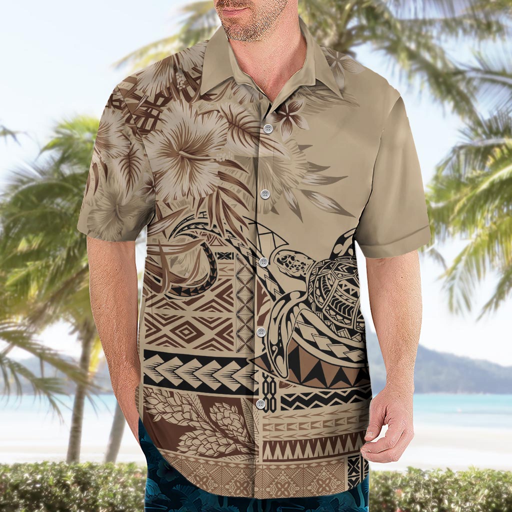 Vaiaso o le Gagana Samoa Hawaiian Shirt Siapo Motif Beige