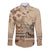 Vaiaso o le Gagana Samoa Long Sleeve Button Shirt Siapo Motif Beige