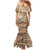 Vaiaso o le Gagana Samoa Mermaid Dress Siapo Motif Beige