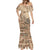 Vaiaso o le Gagana Samoa Mermaid Dress Siapo Motif Beige