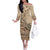 Vaiaso o le Gagana Samoa Off The Shoulder Long Sleeve Dress Siapo Motif Beige