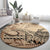 Vaiaso o le Gagana Samoa Round Carpet Siapo Motif Beige