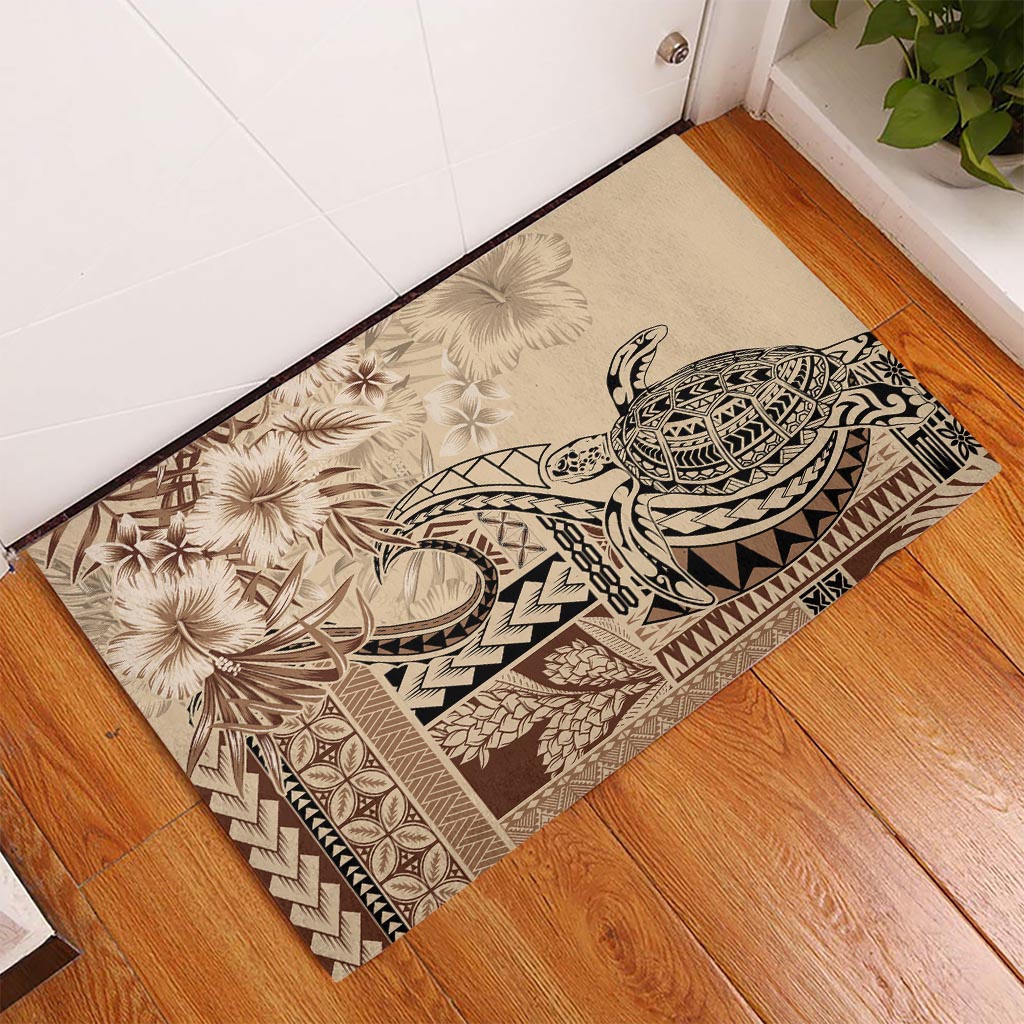 Vaiaso o le Gagana Samoa Rubber Doormat Siapo Motif Beige