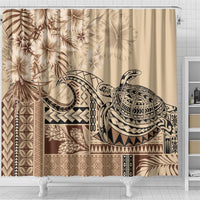 Vaiaso o le Gagana Samoa Shower Curtain Siapo Motif Beige