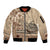 Vaiaso o le Gagana Samoa Sleeve Zip Bomber Jacket Siapo Motif Beige