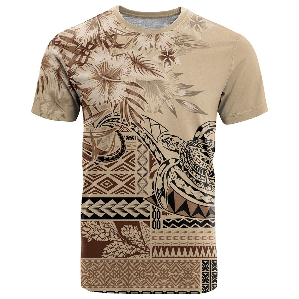 Vaiaso o le Gagana Samoa T Shirt Siapo Motif Beige