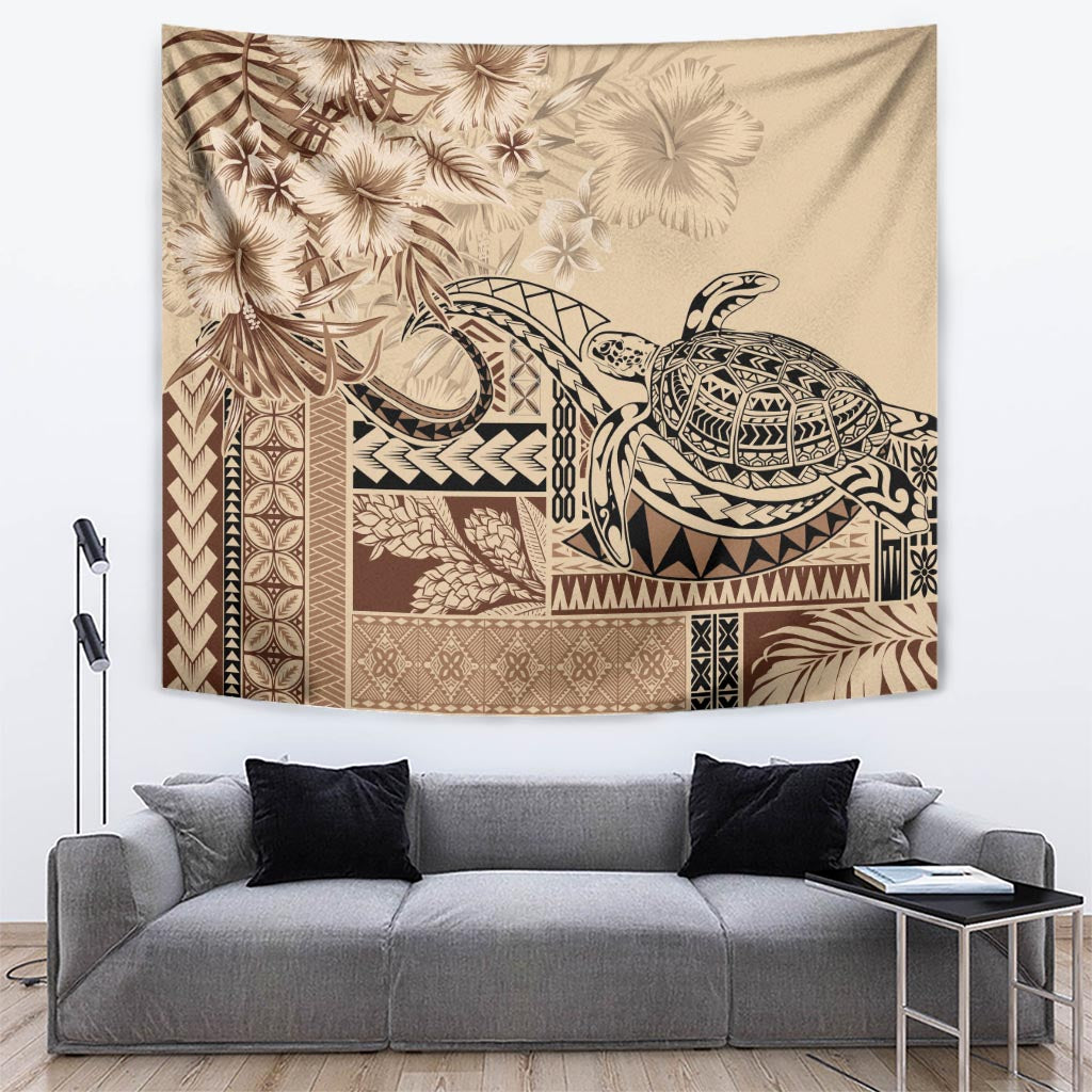 Vaiaso o le Gagana Samoa Tapestry Siapo Motif Beige