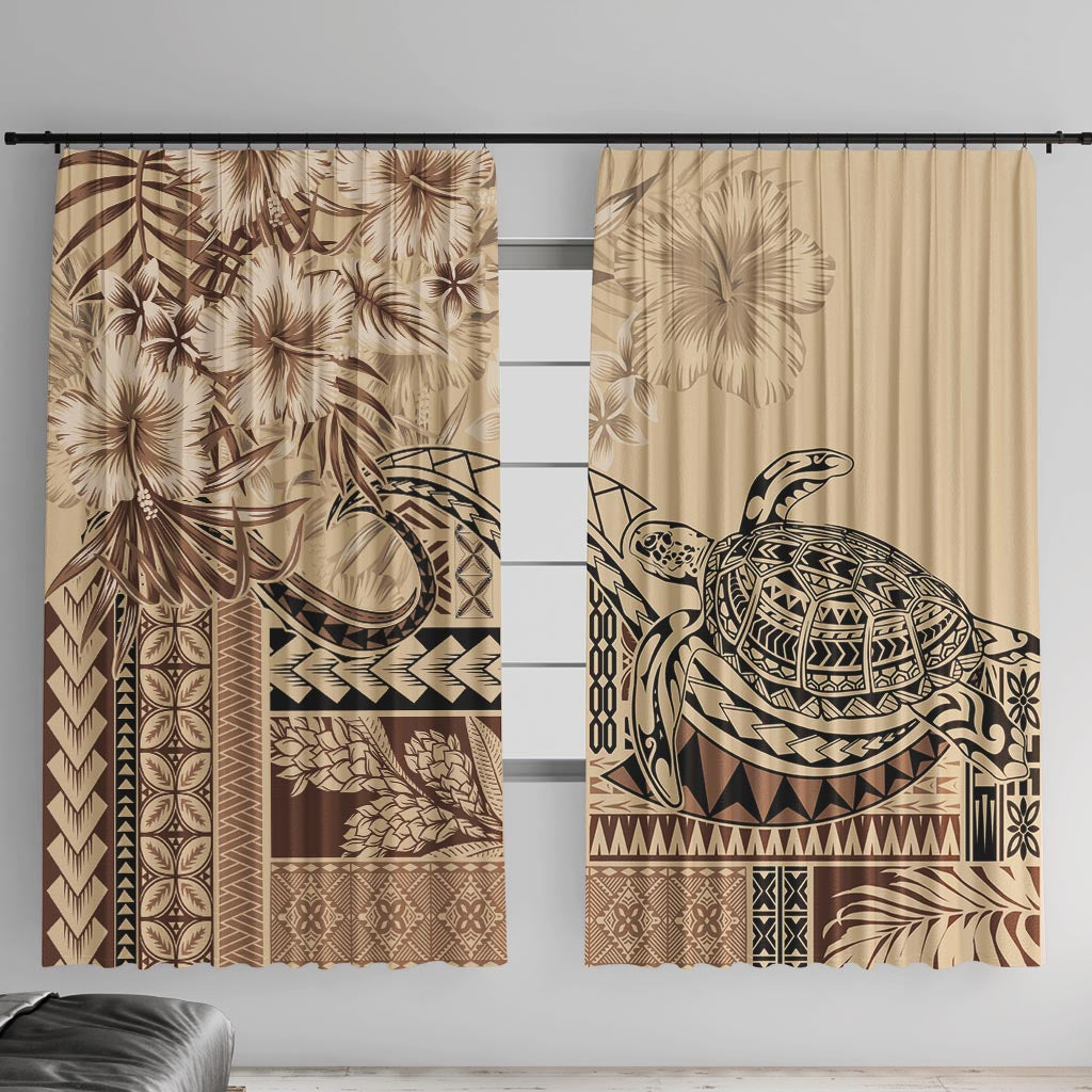 Vaiaso o le Gagana Samoa Window Curtain Siapo Motif Beige