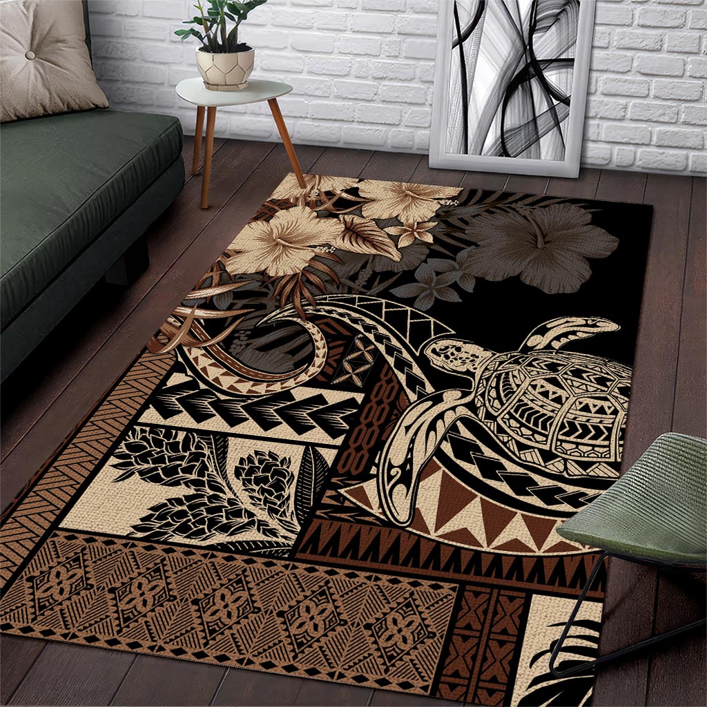 Vaiaso o le Gagana Samoa Area Rug Siapo Motif Black