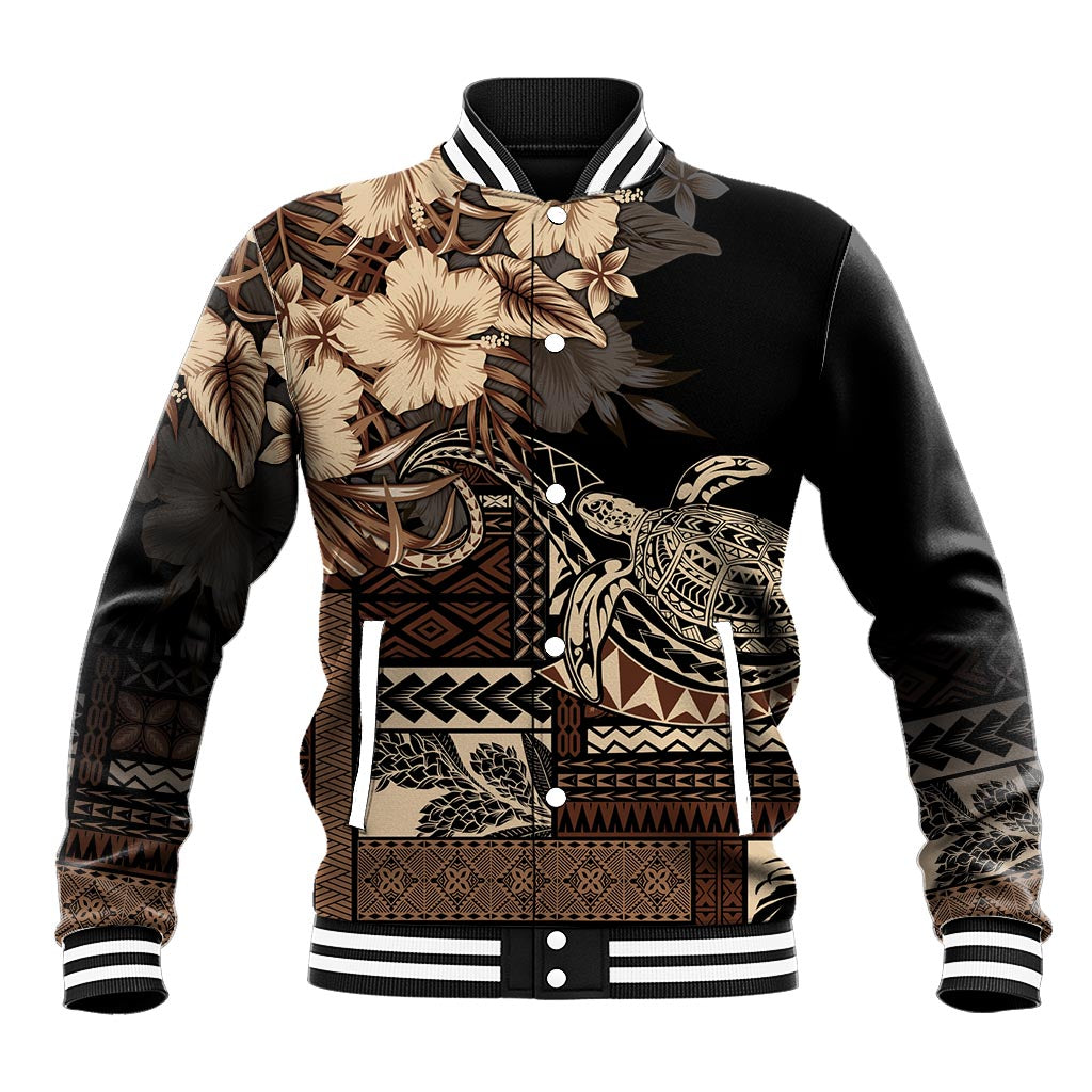 Vaiaso o le Gagana Samoa Baseball Jacket Siapo Motif Black