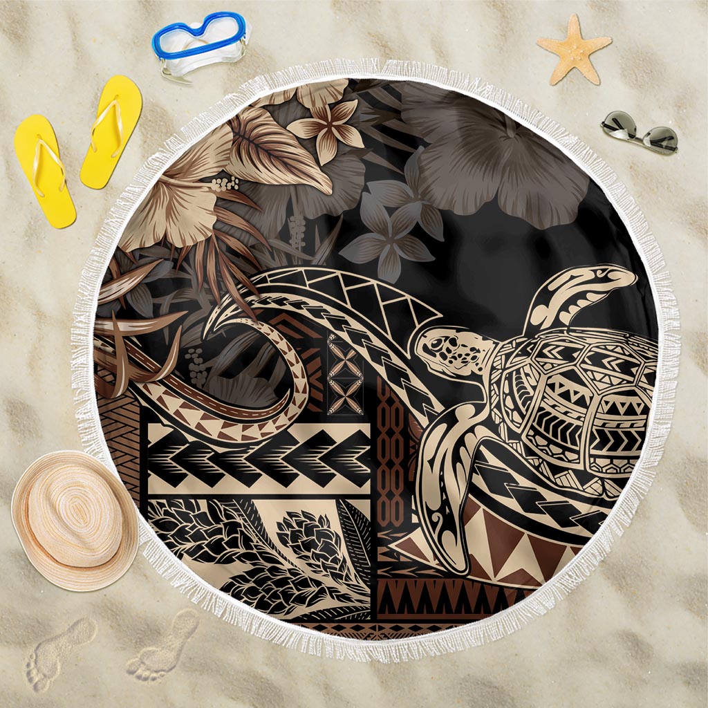 Vaiaso o le Gagana Samoa Beach Blanket Siapo Motif Black