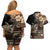 Vaiaso o le Gagana Samoa Couples Matching Off Shoulder Short Dress and Hawaiian Shirt Siapo Motif Black