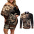 Vaiaso o le Gagana Samoa Couples Matching Off Shoulder Short Dress and Long Sleeve Button Shirt Siapo Motif Black