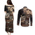 Vaiaso o le Gagana Samoa Couples Matching Puletasi and Long Sleeve Button Shirt Siapo Motif Black