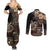 Vaiaso o le Gagana Samoa Couples Matching Summer Maxi Dress and Long Sleeve Button Shirt Siapo Motif Black