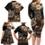 Vaiaso o le Gagana Samoa Family Matching Long Sleeve Bodycon Dress and Hawaiian Shirt Siapo Motif Black