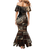 Vaiaso o le Gagana Samoa Family Matching Mermaid Dress and Hawaiian Shirt Siapo Motif Black