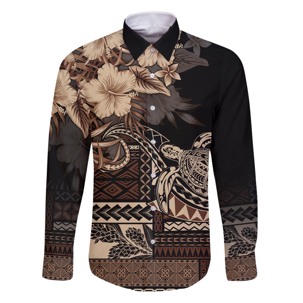 Vaiaso o le Gagana Samoa Family Matching Off The Shoulder Long Sleeve Dress and Hawaiian Shirt Siapo Motif Black