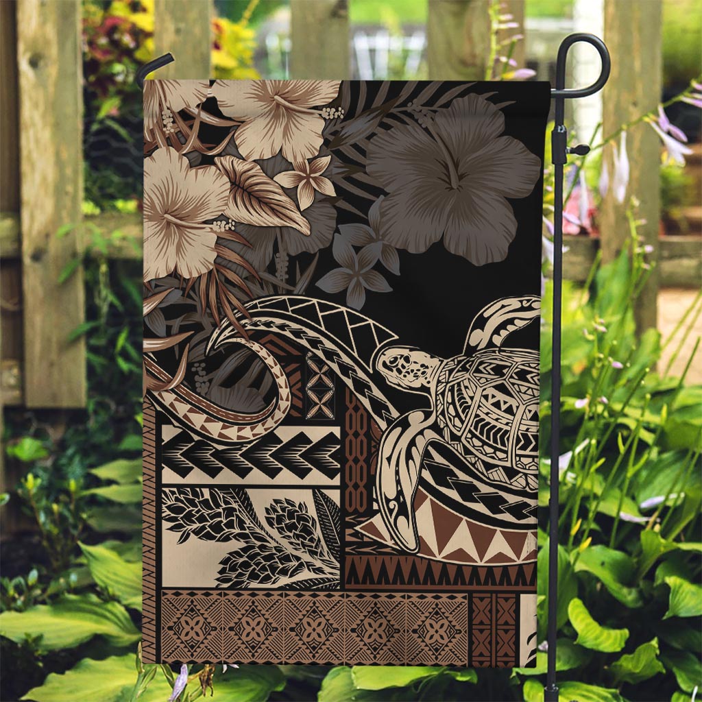 Vaiaso o le Gagana Samoa Garden Flag Siapo Motif Black