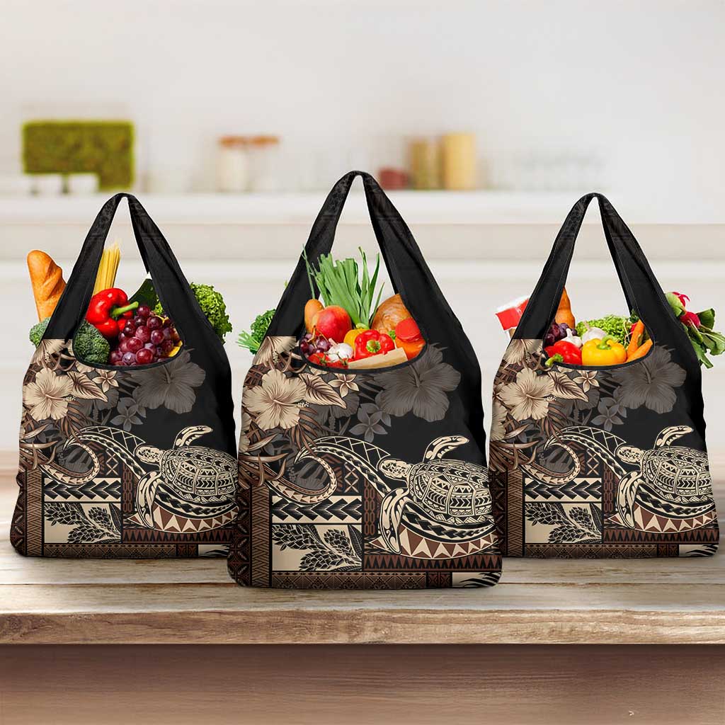 Vaiaso o le Gagana Samoa Grocery Bag Siapo Motif Black LT7 3-pack One Size Black - Polynesian Pride