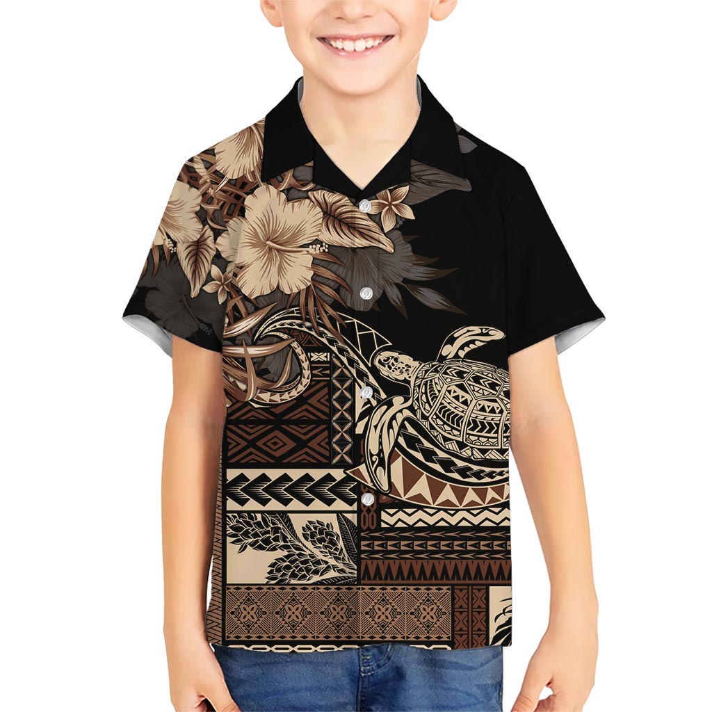 Vaiaso o le Gagana Samoa Kid Hawaiian Shirt Siapo Motif Black