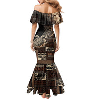 Vaiaso o le Gagana Samoa Mermaid Dress Siapo Motif Black