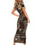 Vaiaso o le Gagana Samoa Short Sleeve Bodycon Dress Siapo Motif Black