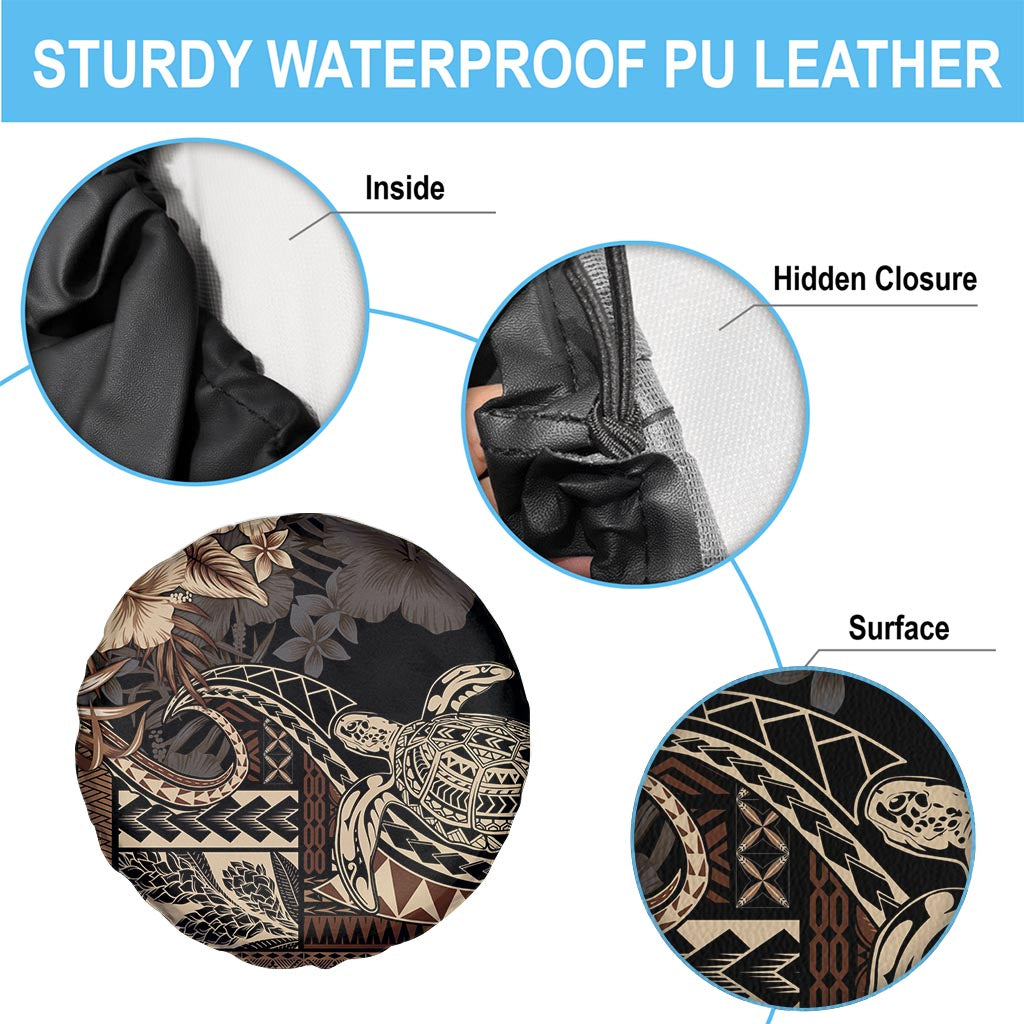 Vaiaso o le Gagana Samoa Spare Tire Cover Siapo Motif Black