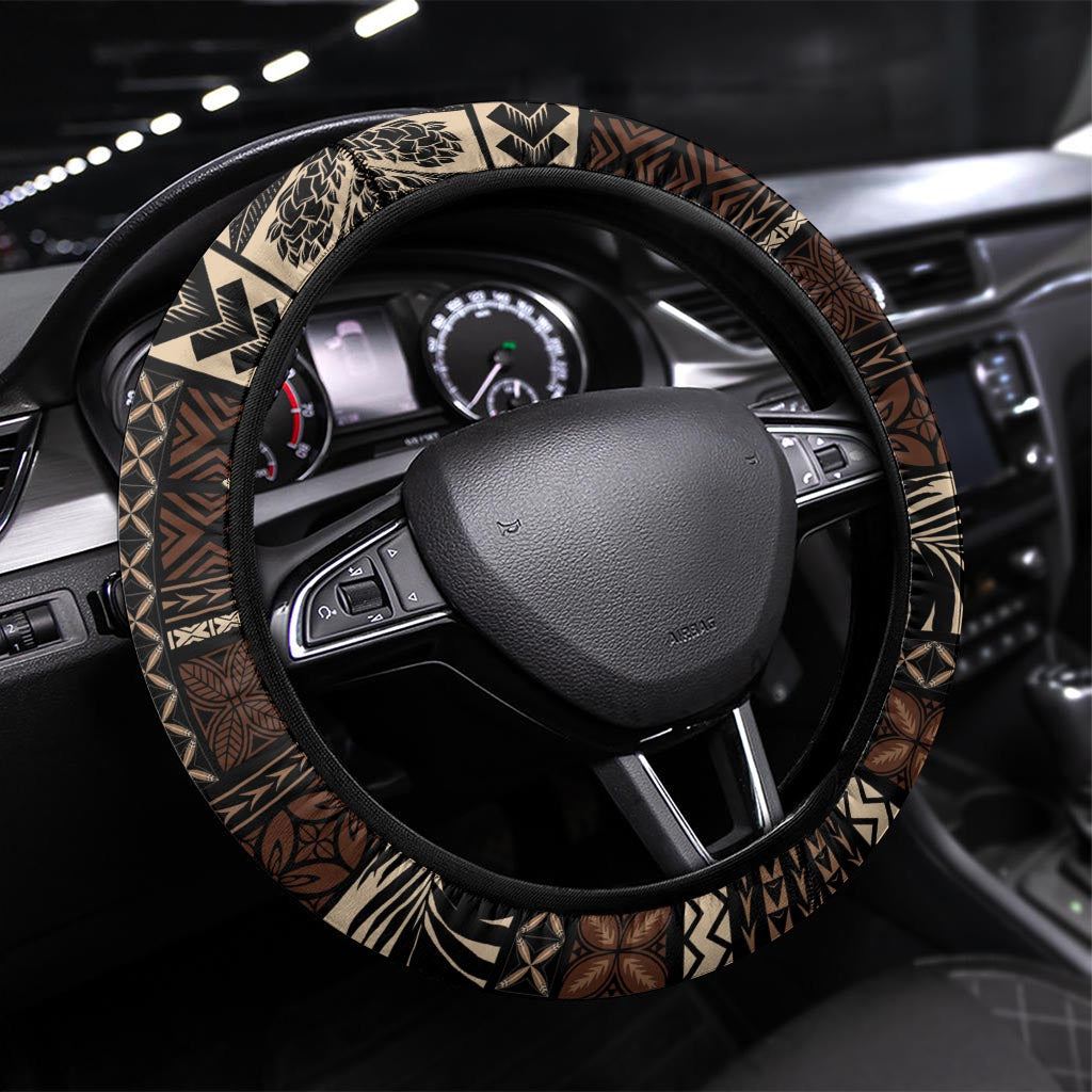 Vaiaso o le Gagana Samoa Steering Wheel Cover Siapo Motif Black