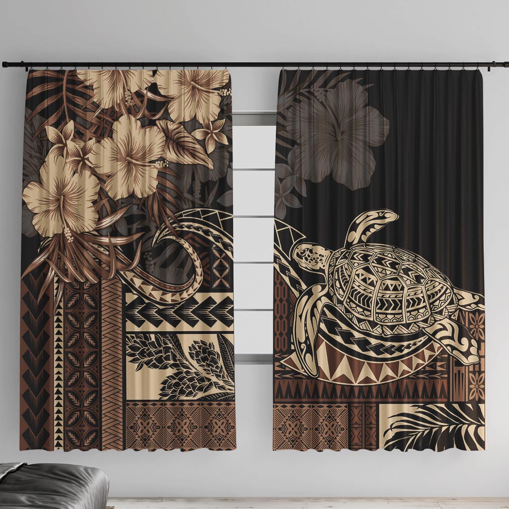 Vaiaso o le Gagana Samoa Window Curtain Siapo Motif Black