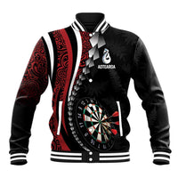 Personalized New Zealand Darts Baseball Jacket Kowhaiwhai Whero Koiri - Manaia