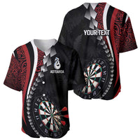 Personalized New Zealand Darts Baseball Jersey Kowhaiwhai Whero Koiri - Manaia