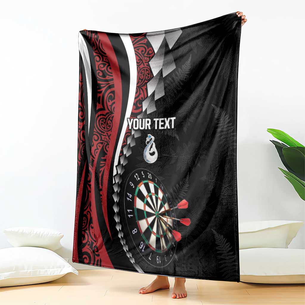 Personalized New Zealand Darts Blanket Kowhaiwhai Whero Koiri - Manaia