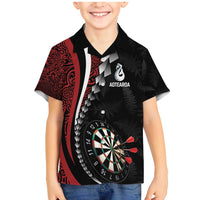 Personalized New Zealand Darts Family Matching Mermaid Dress and Hawaiian Shirt Kowhaiwhai Whero Koiri - Manaia