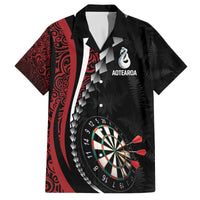 Personalized New Zealand Darts Family Matching Off The Shoulder Long Sleeve Dress and Hawaiian Shirt Kowhaiwhai Whero Koiri - Manaia