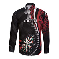 Personalized New Zealand Darts Long Sleeve Button Shirt Kowhaiwhai Whero Koiri - Manaia