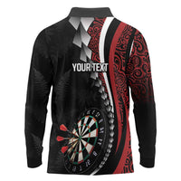 Personalized New Zealand Darts Long Sleeve Polo Shirt Kowhaiwhai Whero Koiri - Manaia