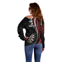 Personalized New Zealand Darts Off Shoulder Sweater Kowhaiwhai Whero Koiri - Manaia