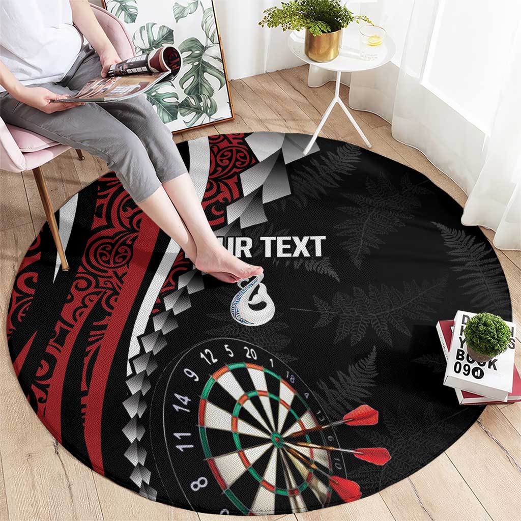 Personalized New Zealand Darts Round Carpet Kowhaiwhai Whero Koiri - Manaia