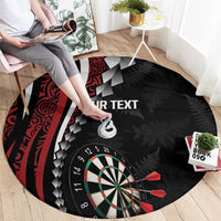 Personalized New Zealand Darts Round Carpet Kowhaiwhai Whero Koiri - Manaia