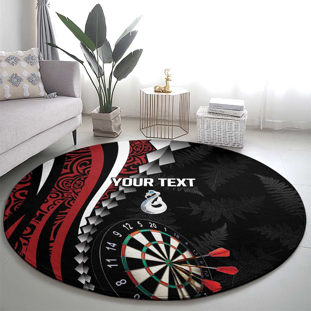 Personalized New Zealand Darts Round Carpet Kowhaiwhai Whero Koiri - Manaia