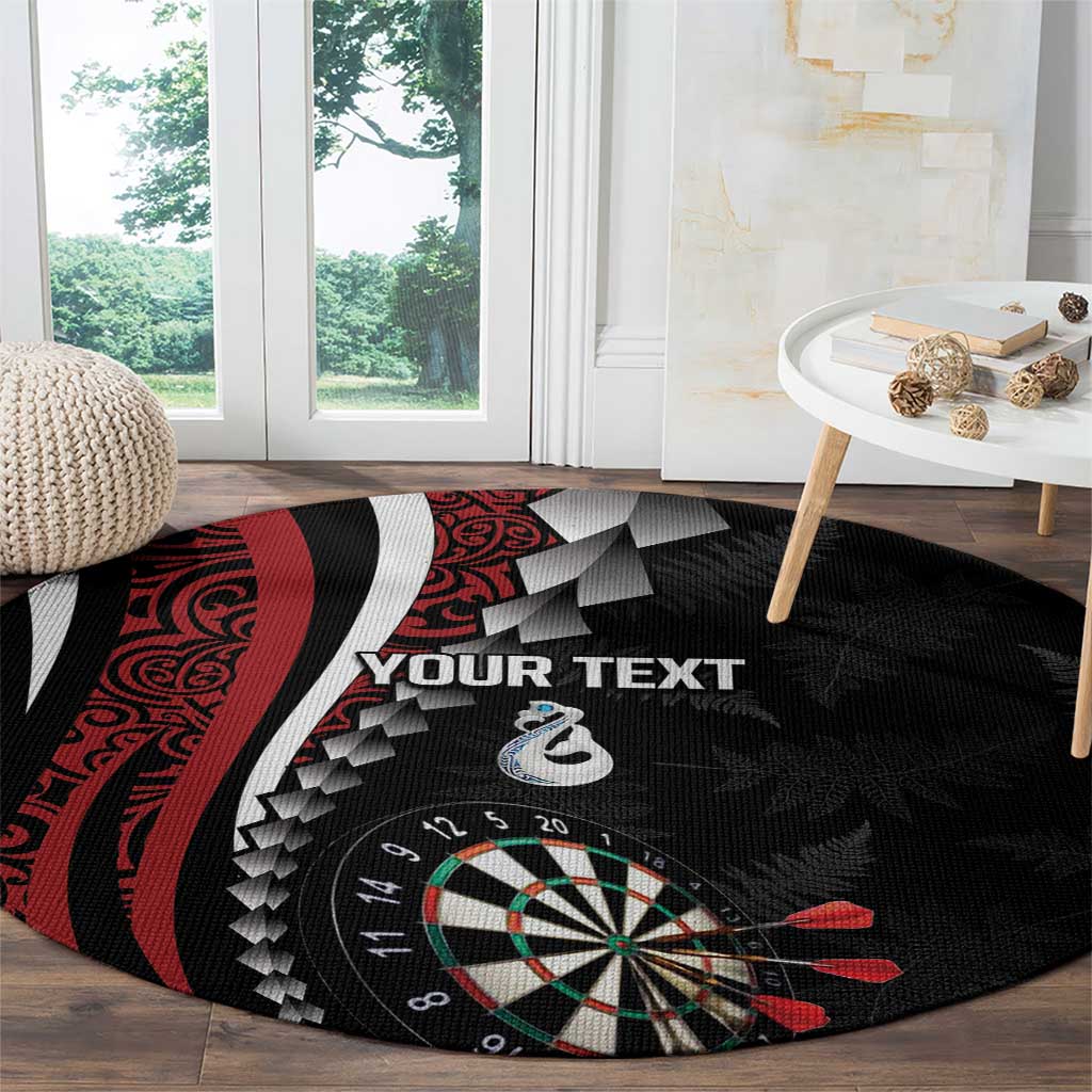 Personalized New Zealand Darts Round Carpet Kowhaiwhai Whero Koiri - Manaia