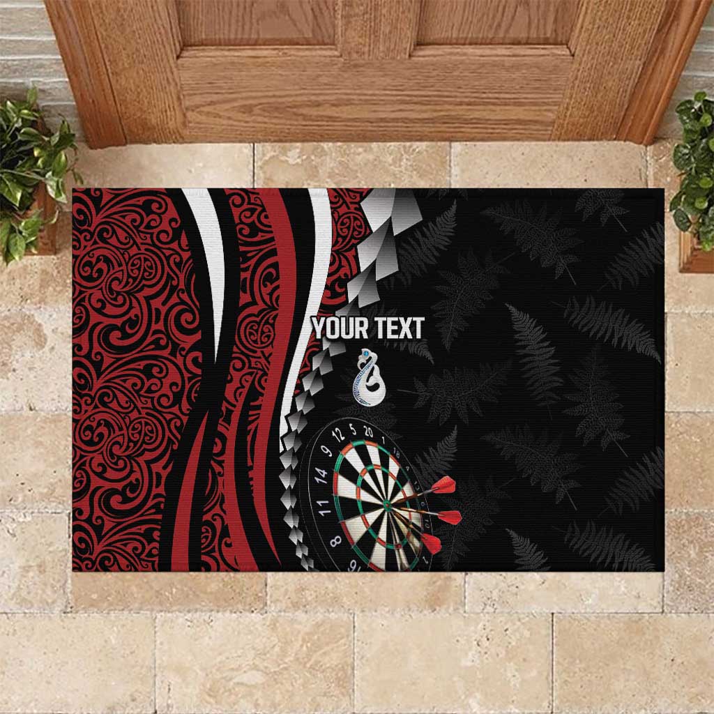Personalized New Zealand Darts Rubber Doormat Kowhaiwhai Whero Koiri - Manaia