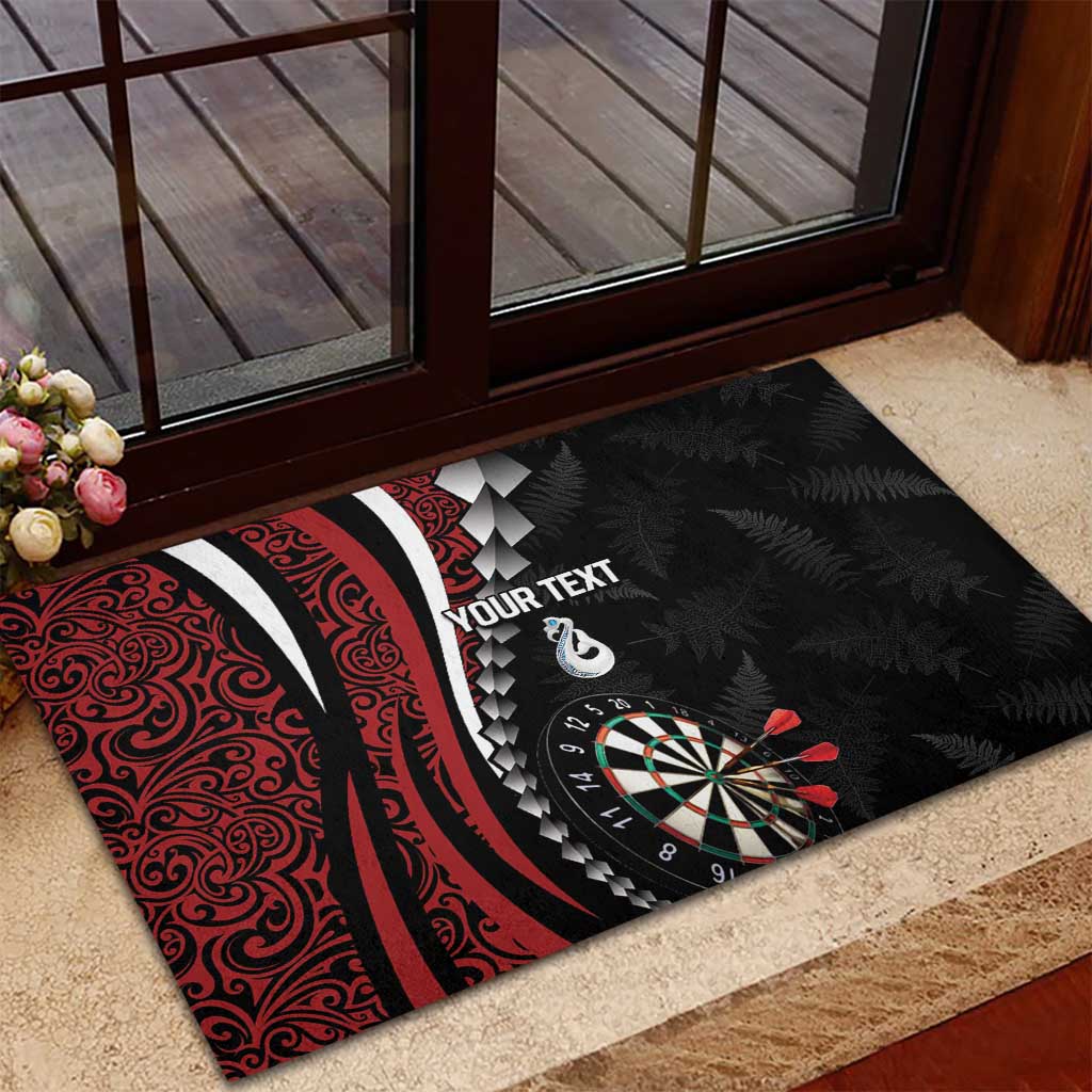 Personalized New Zealand Darts Rubber Doormat Kowhaiwhai Whero Koiri - Manaia