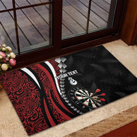 Personalized New Zealand Darts Rubber Doormat Kowhaiwhai Whero Koiri - Manaia