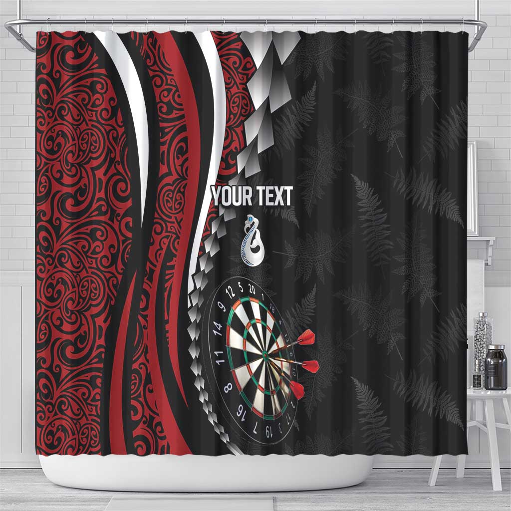 Personalized New Zealand Darts Shower Curtain Kowhaiwhai Whero Koiri - Manaia