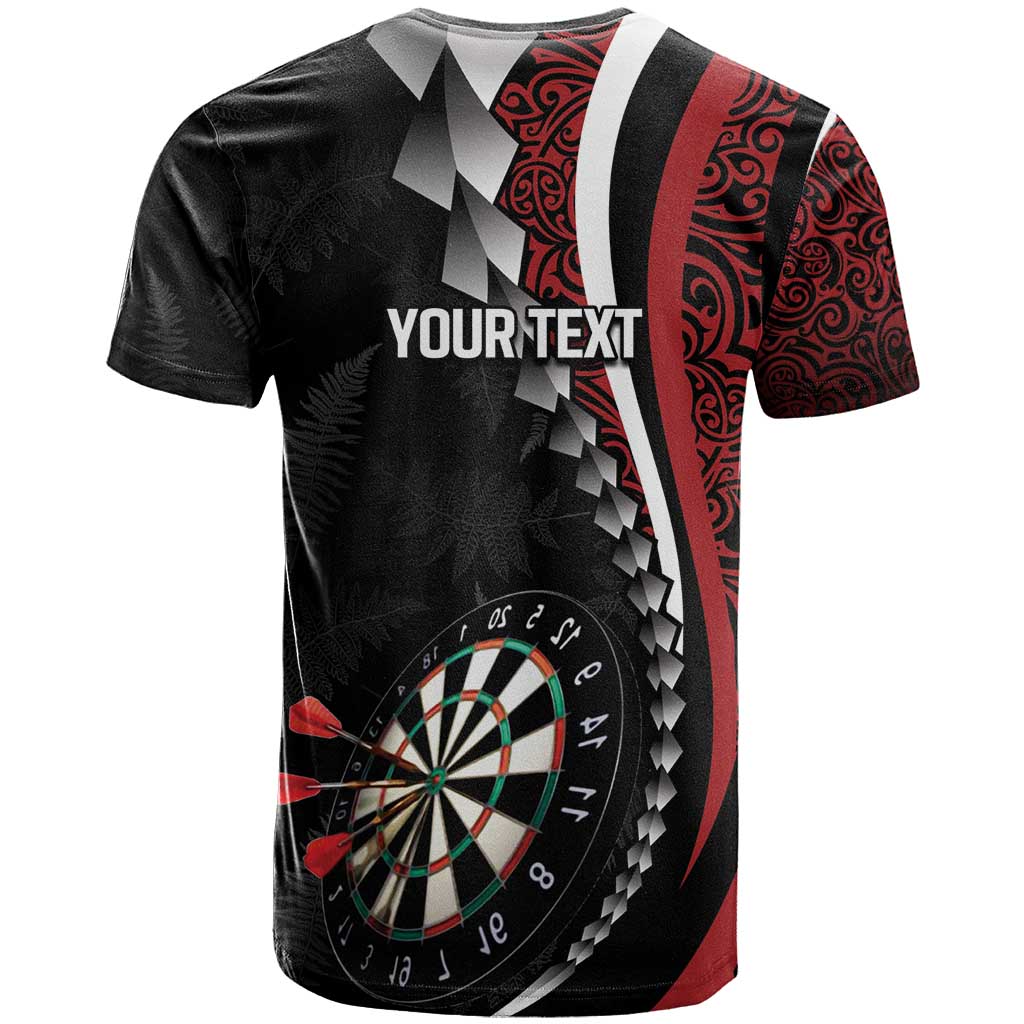 Personalized New Zealand Darts T Shirt Kowhaiwhai Whero Koiri - Manaia